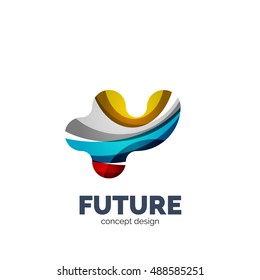 Logo moderno abstracto de vector futurista. Diseño geométrico minimo y limpio, creado con ondas superpuestas