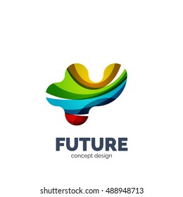 Logo moderno abstracto de vector futurista. Diseño geométrico minimo y limpio, creado con ondas superpuestas