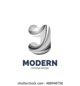 Modern abstract futuristic vector logo. Minimal clean geometric design, created with overlapping waves