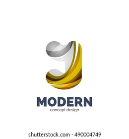 Logo moderno abstracto de vector futurista. Diseño geométrico minimo y limpio, creado con ondas superpuestas