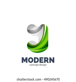 Logo moderno abstracto de vector futurista. Diseño geométrico minimo y limpio, creado con ondas superpuestas
