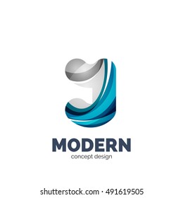 Modern abstract futuristic vector logo. Minimal clean geometric design, created with overlapping waves