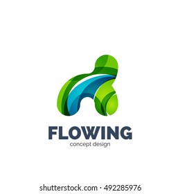 Modern abstract futuristic vector logo. Minimal clean geometric design, created with overlapping waves