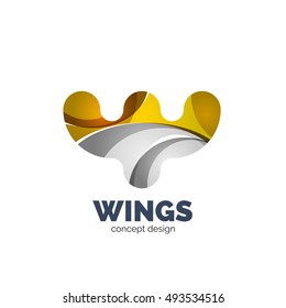 Logo moderno abstracto de vector futurista. Diseño geométrico minimo y limpio, creado con ondas superpuestas
