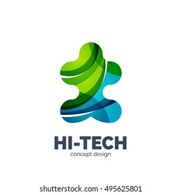 Logo moderno abstracto de vector futurista. Diseño geométrico minimo y limpio, creado con ondas superpuestas