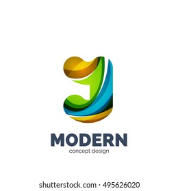 Modern abstract futuristic vector logo. Minimal clean geometric design, created with overlapping waves