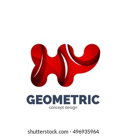 Modern abstract futuristic vector logo. Minimal clean geometric design, created with overlapping waves