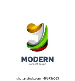 Modern abstract futuristic vector logo. Minimal clean geometric design, created with overlapping waves
