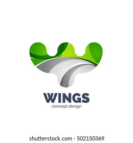 Modern abstract futuristic vector logo. Minimal clean geometric design, created with overlapping waves