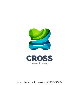 Modern abstract futuristic vector logo. Minimal clean geometric design, created with overlapping waves