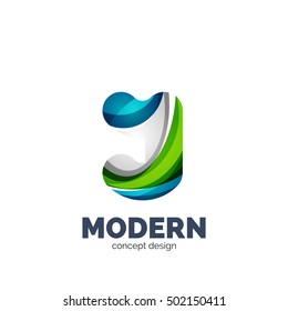 Modern abstract futuristic vector logo. Minimal clean geometric design, created with overlapping waves