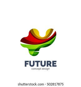 Modern abstract futuristic vector logo. Minimal clean geometric design, created with overlapping waves