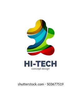 Modern abstract futuristic vector logo. Minimal clean geometric design, created with overlapping waves