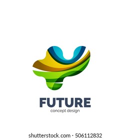 Modern abstract futuristic vector logo. Minimal clean geometric design, created with overlapping waves