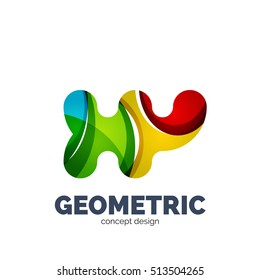 Modern abstract futuristic vector logo. Minimal clean geometric design, created with overlapping waves