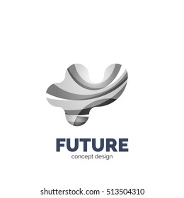Modern abstract futuristic vector logo. Minimal clean geometric design, created with overlapping waves