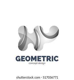 Logo moderno abstracto de vector futurista. Diseño geométrico minimo y limpio, creado con ondas superpuestas