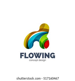 Modern abstract futuristic vector logo. Minimal clean geometric design, created with overlapping waves