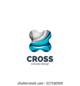 Logo moderno abstracto de vector futurista. Diseño geométrico minimo y limpio, creado con ondas superpuestas