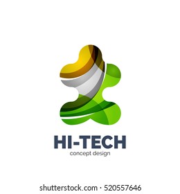 Modern abstract futuristic vector logo. Minimal clean geometric design, created with overlapping waves