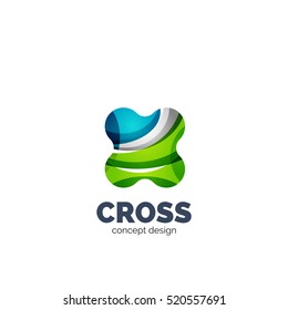 Modern abstract futuristic vector logo. Minimal clean geometric design, created with overlapping waves