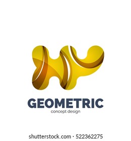 Logo moderno abstracto de vector futurista. Diseño geométrico minimo y limpio, creado con ondas superpuestas