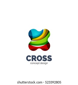Logo moderno abstracto de vector futurista. Diseño geométrico minimo y limpio, creado con ondas superpuestas