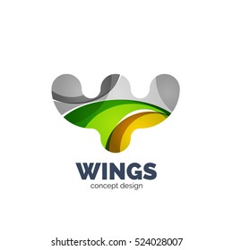 Modern abstract futuristic vector logo. Minimal clean geometric design, created with overlapping waves