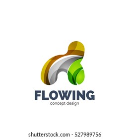 Logo moderno abstracto de vector futurista. Diseño geométrico minimo y limpio, creado con ondas superpuestas