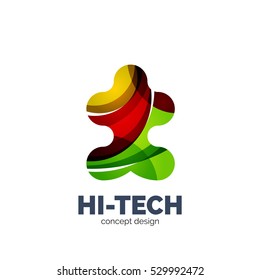 Logo moderno abstracto de vector futurista. Diseño geométrico minimo y limpio, creado con ondas superpuestas