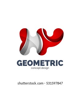 Modern abstract futuristic vector logo. Minimal clean geometric design, created with overlapping waves