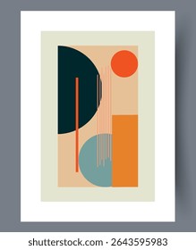 Arte geométrica abstrata moderna com formas circulares e tons quentes que cativam