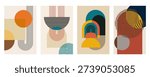 Modern Abstract Geometric Art Poster Collection. Abstract Geometric Poster with Modern Mid Century Set of 4 Art Prints