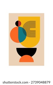 Modern Abstract Geometric Art Poster Collection. Abstract Geometric Poster with Modern Mid Century Shapes