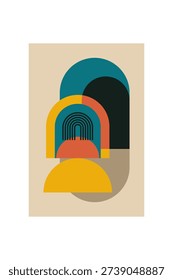 Modern Abstract Geometric Art Poster Collection. Abstract Geometric Poster with Modern Mid Century Shapes