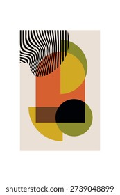 Modern Abstract Geometric Art Poster Collection. Abstract Geometric Poster with Modern Mid Century Shapes