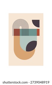 Modern Abstract Geometric Art Poster Collection. Abstract Geometric Poster with Modern Mid Century Shapes