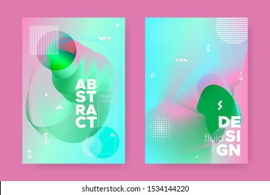 Modern Abstract Geometric Background. 70s or 80s Effect. Pink Gradient Flow Shapes. Graphic Pastel Wavy Banners. Abstract Geometric Elements. Fluid Gradient Shapes. Memphis Geometric Background.