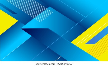 Modern abstract geometric background with blue and yellow colors, futuristic banner design.

