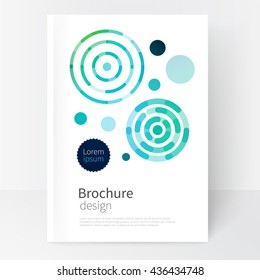 modern abstract geometric background. blue,yellow & green concentric circles. White Cover design template business brochure, booklet, leaflet, magazine. template advertisement. stock-vector 10 EPS 