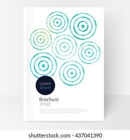 modern abstract geometric background. blue,yellow & green concentric circles. White Cover design template business brochure, booklet, leaflet, magazine. template advertisement. stock-vector 10 EPS 