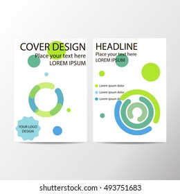 modern abstract geometric background. blue,yellow & green concentric circles. White Cover design template business brochure, booklet, leaflet, magazine. template advertisement. vector 10 EPS