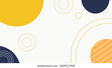 Fundo geométrico abstrato moderno com círculos nas cores amarela e marinha