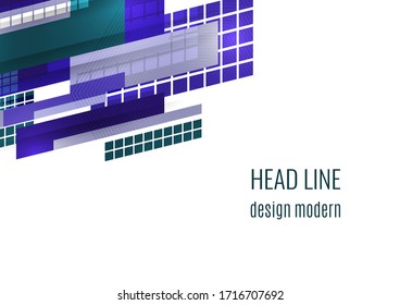 Modern abstract geometric background. Colorful tilted rectangles and squares. Place for text. Corporate design. Vector illustration