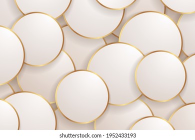 Modern abstract geometric background or elegant card design for with white and golden circles.