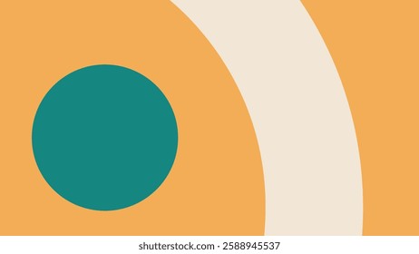A modern abstract geometric background featuring bold circular and curved shapes in warm orange, teal, and beige tones. Perfect for digital wallpapers, web design, and branding visuals.