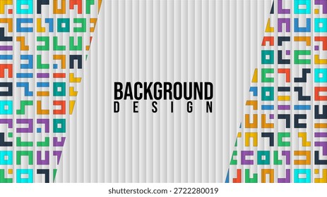 Fondo geométrico abstracto moderno con patrones de bloques de colores en los lados con un espacio central de rayas de Vertical limpia. Ideal para Anuncios, pósters, presentaciones, branding, Diseño web y diseños comerciales creativos