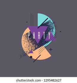 Modern abstract geometric background with flat style. Vector party poster with elements for design