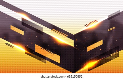 Fondo geométrico abstracto moderno con brillo de lente y efecto de semitono.