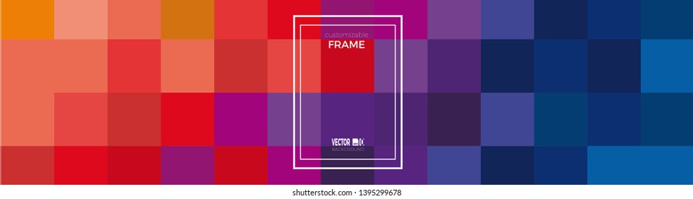 Modern abstract geometric background in minimalist style with pixel. Vector flat cover with elements for design. Customizable frame